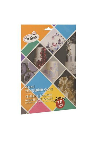 Dr. Gusto Yenilebilir Gofret Modelleme A4 Kağıdı (10'lu Paket) - Renkli/Beyaz...