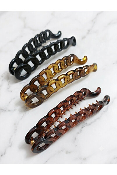 GÜLPEŞE 3'Lü Parlak Muz Toka Siyah Kahve Sarı