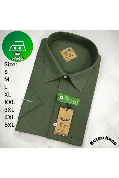 Elines butiq %100 Cotton Linen Keten Klasik Model Tek Cepli Gömlek