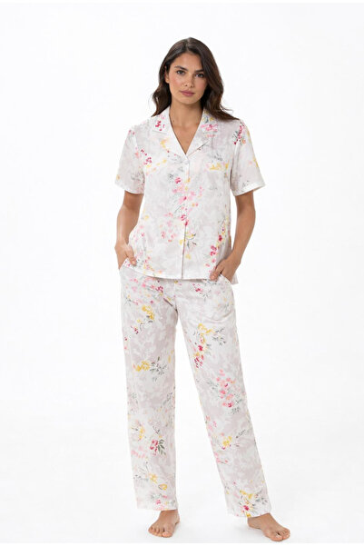 Slendos Pijamale pentru femei, cu mânecă scurtă, 100% bumbac, țesătură (nu se deformează), set de pijamale/îmbrăcăminte pentru casă