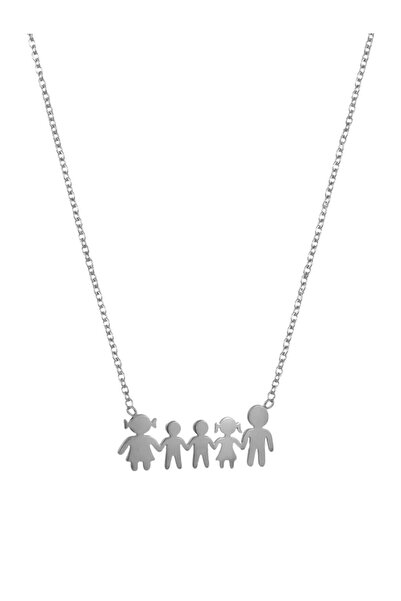 AngelsAccessories Ατσάλινο Κολιέ Οικογένεια Μαμά-Μπαμπά-Γιους-Κόρη