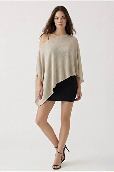 Neden Tekstil Versatile Glittery Convertible Knitwear Shawl Blouse