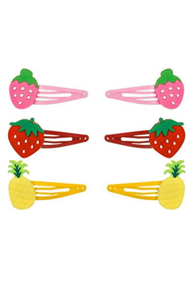 OEM Set 6 buc clame de păr pentru fete cu căpșuni, ananas, multicolore, look ...