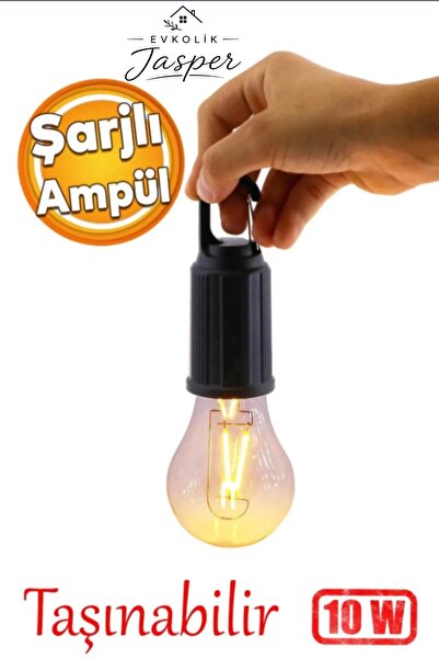 JASPER JPR-012 Taşınabilir Usb Şarjlı Led Ampul Outdoor Kamp Bahçe Lambası As...