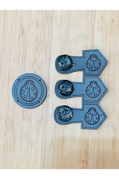 Öztürk Tuhafiye Efe Vest Button Set. 1 Piece of Leather Emblem, 3 Pieces of L...