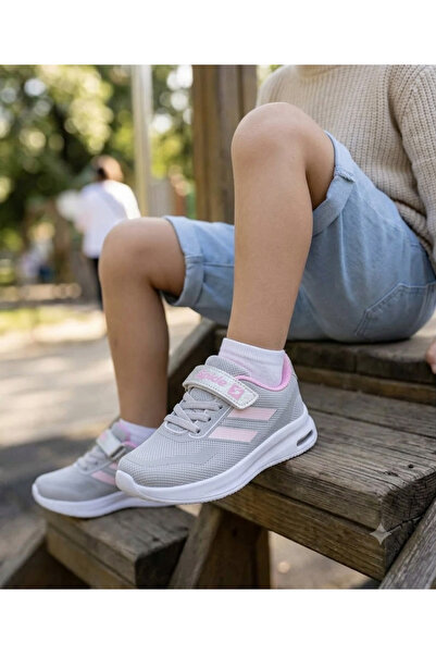 WEBORN Çocuk Sneaker Triko Fileli Tek Cırtlı Işıklı Esnek Hafif Nefes Alabile...