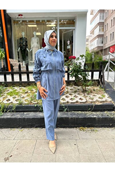 Sernisa Moda Kadın Tesettür Kapüşonlu Fermuarlı İkili Takım