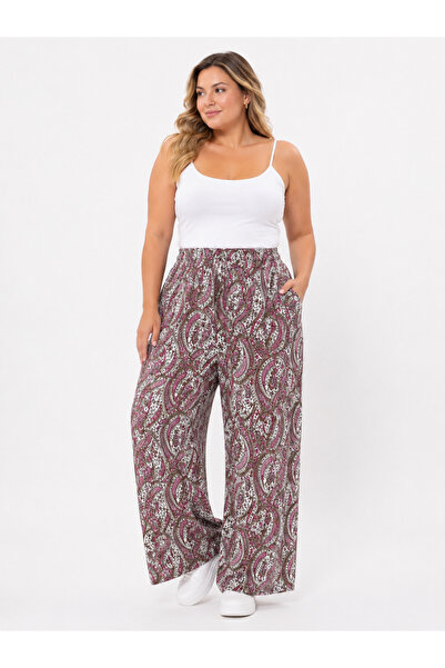 Trendline Trendy Women's Viscose Fabric Elastic Waist Plus Size Pants