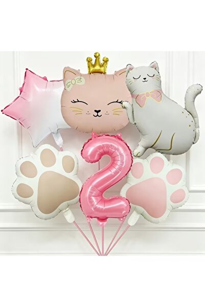 ÇITIPITISTORE Cat-Themed Paw Foil Balloon Birthday Party Set