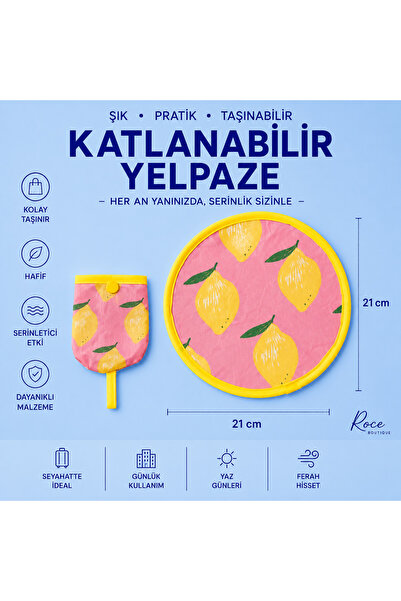 RoseCo00 Katlanabilir Kolay Taşınabilir Çıtçıtlı Yuvarlak Anahtarlık Yelpaze ...