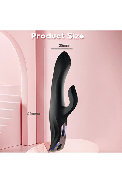 Byzon Premium Rabbit Vibratör G-Spot ve Klitoris Çift Uyarımlı USB Şarjlı Medikal Silikon Sessiz Motor Pembe