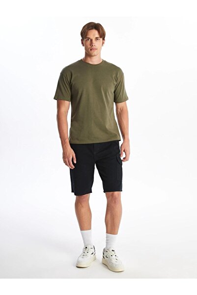 LC Waikiki LCW Casual Koyu Lacivert Standart Kalıp Gabardin Erkek Kargo Şort