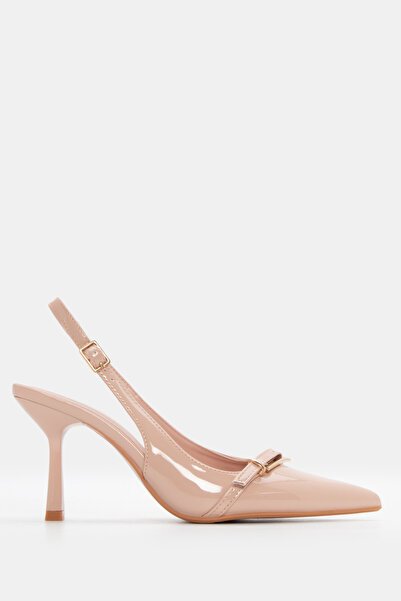 Luigi Μυτερές Γόβες Slingback με Διακοσμητική Αγκράφα - Μπεζ - 37
