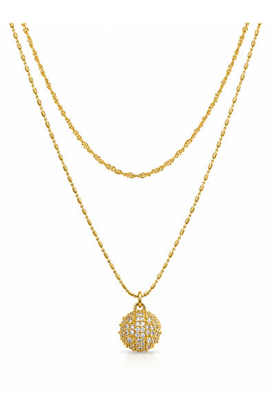 Generic Brand Gold Globe Necklace |   316L Stainless Steel Micro Zircon Stone