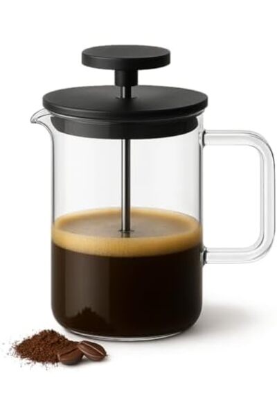 Yıldızan Zg Store French Press, 0.40 L Glass Coffee and Tea Maker, Borosilica...