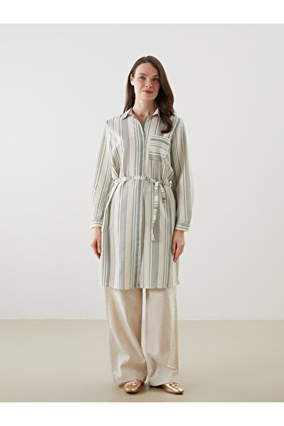 LC Waikiki Striped Linen Blended Women's Shirt Tunic