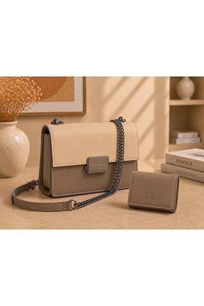 Chrisbella Leather Shoulder Bag with Matching Wallet | Women's Crossbody Chai...