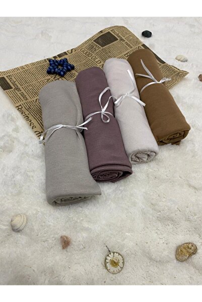 ALTIN DİKİŞ Combed Cotton Shawl Set of 4 Soft Textured Jersey Combed Cotton S...