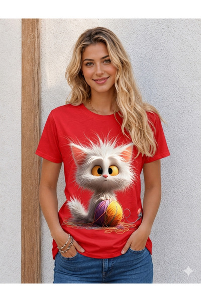 VODEXA Unisex Oversize T-Shirt Shashi Cat Printed 100% Cotton T-Shirt Comfort...