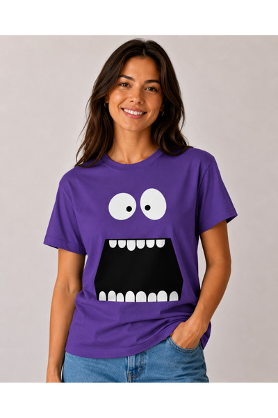 VODEXA Unisex Oversize T-Shirt Open Mouth Printed 100% Cotton T-Shirt Comfort...