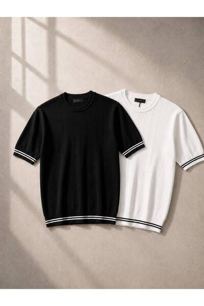 ixir 2-Pack Men's Short-Sleeved Crew Neck Knitwear T-Shirt 100% Cotton Summer...