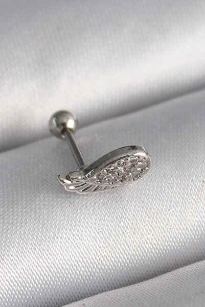 Angel Of Life 316L Çelik Gümüş Renk Zirkon Taşlı Kanat Tragus Piercing - TJ-P...