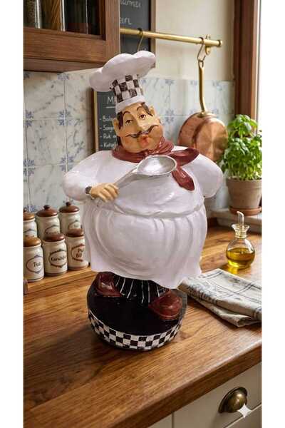 Dekoromi Dekoratif Aşçı Obje Figür Biblo Dekorasyon (40x25 cm)