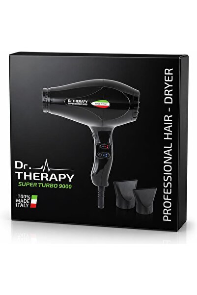 Doctor Therapy دكتور ثيرابي مجفف شعر إيطالي سوبر تيربو أسود، بقوة 2650 واط، ل...