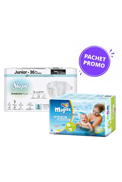 Sleepy Pachet promo Scutece Premium Mărimea 5 (36 buc, 11-18 kg) + Scutece de...