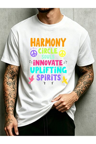 NOURAM تي شيرت رجالي بياقة دائرية من Harmony Circle Souls Innovate Uplifting ...