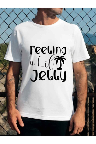 NOURAM تي شيرت رجالي بطبعة "Feeling Like a Jelly" مقاس 3XL أبيض، تصميم شجرة ا...