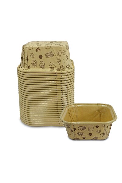 KAFEM Muffin Kek Kapsülü Desenli Kare Kraft 50li