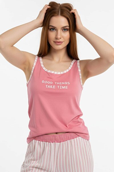 girlstop Kadın Milan Ön Baskılı Kalın Askılı T-Shirt