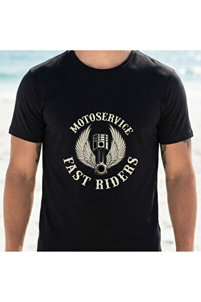 BASEPULSE تي شيرت رجالي للدراجات النارية بشعار Motoservice Fast Riders Wing &...