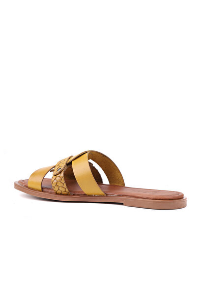 stato Clar Genuine Leather Knitted Detail Women Slipper