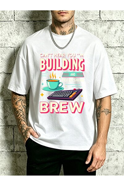 12 Teknoloji تي شيرت رجالي بتصميم "Building Refreshing Brew" ورسومات لوحة الم...