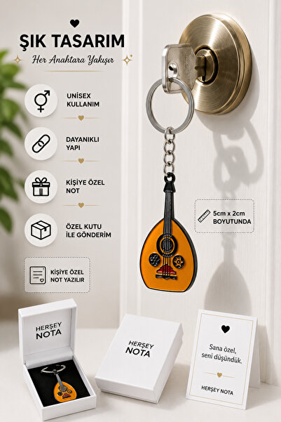 HER ŞEY NOTA www.herseynota.com Custom Mineli Ud Keychain 5X2 cm Metal Instru...