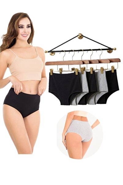 MİSS DONLİZZA High Waist Women's Panties Black Gray 5 Pieces
