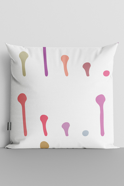 TicaretJet Colorful Lines and Dots Digital Printed Pillow Throw Pillow Cover-606