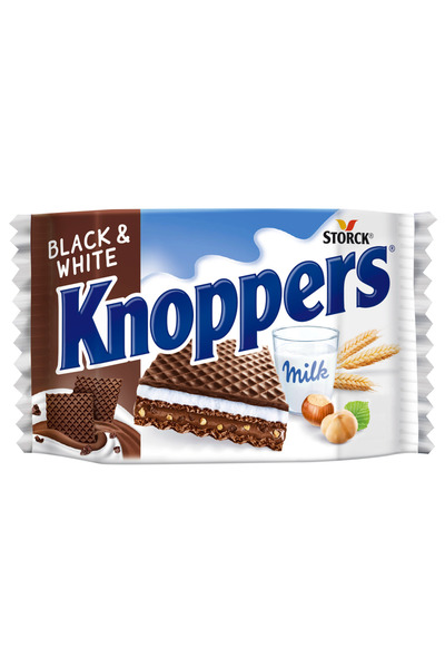 Knoppers Napolitane, Black & White, 25g, ciocolata, nuci