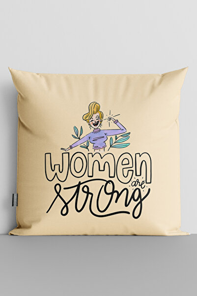 TicaretJet Women Are Strong Written Smiling Woman Double Sided Digital Printe...