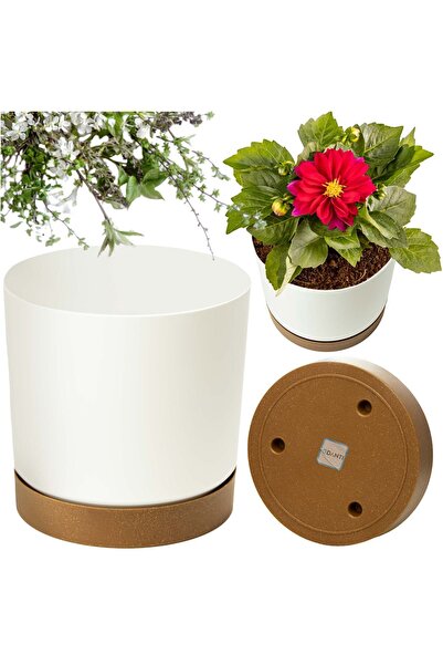 EDANTI Ghiveci de grădină 14.8 cm cu farfurie pentru casă, din plastic neted,...