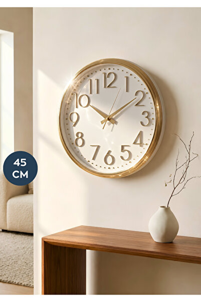 HOMİNG Ceas de perete Flint alb-auriu 45 cm 242802