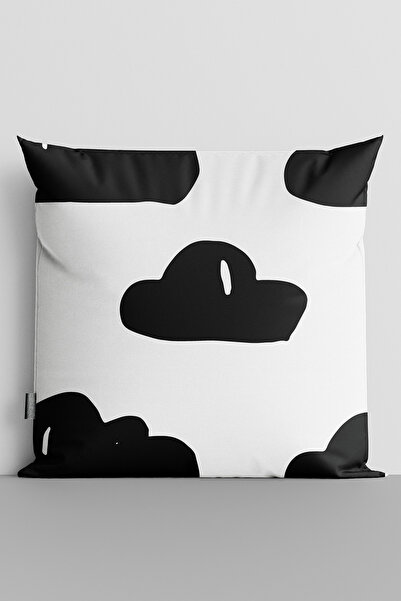 TicaretJet Black Clouds Double Sided Digital Printed Children's Room Throw Pi...