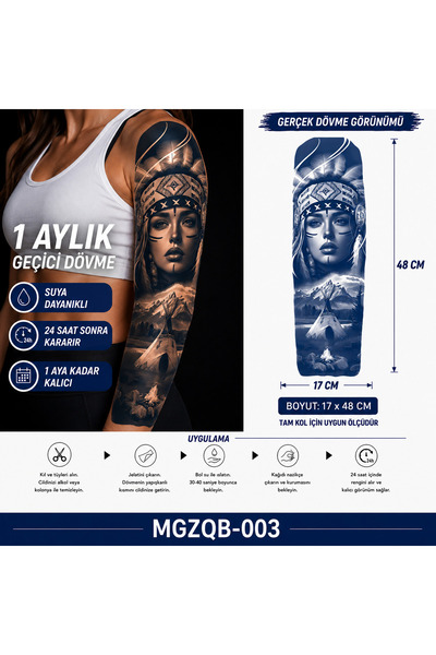 medink tattoo 1 Ay Kalıcı Sonradan Kararan Kızılderi Realistic Tam Kol geçici...