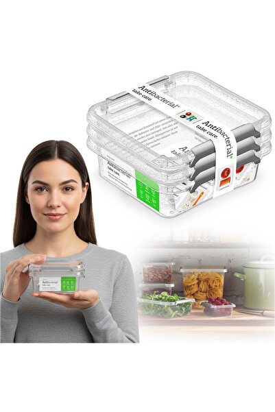 EDANTI Set de recipiente din plastic cu capac pentru depozitarea alimentelor ...