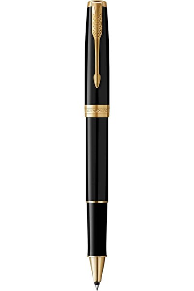 Parker قلم سونيت رولربول 8551 أسود مع لمسات ذهبية، حبر أسود ناعم، مع علبة هدايا