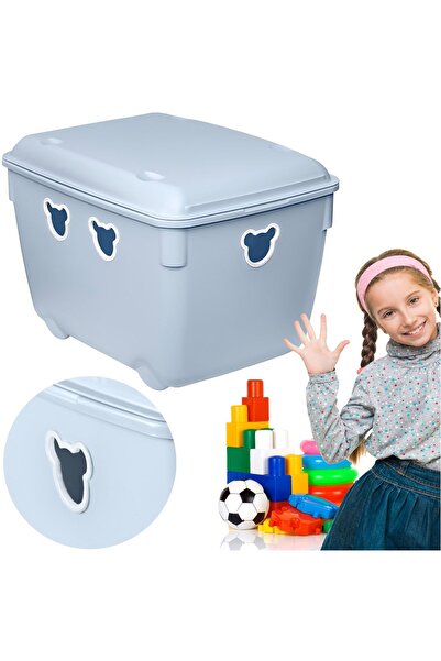 EDANTI Cutie de depozitare jucării din plastic, 40L, mare, cu capac, pentru c...