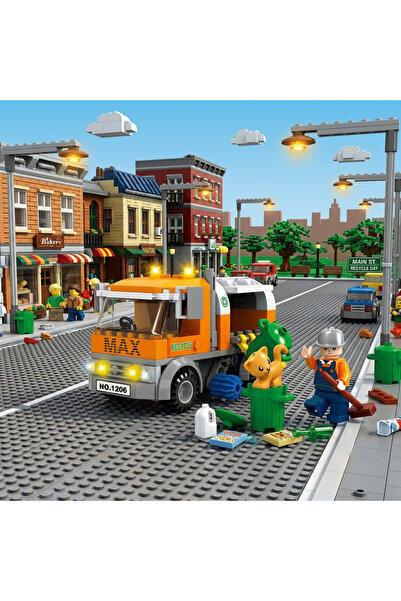 MJ TOYS 167 Parça Çöp Kamyonu Şehir Yapı Oyuncak Blokları City Yapı Oyuncak S...