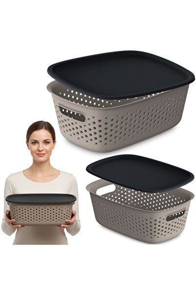 EDANTI Cutie de depozitare din plastic perforată, cu capac, pentru jucării și...